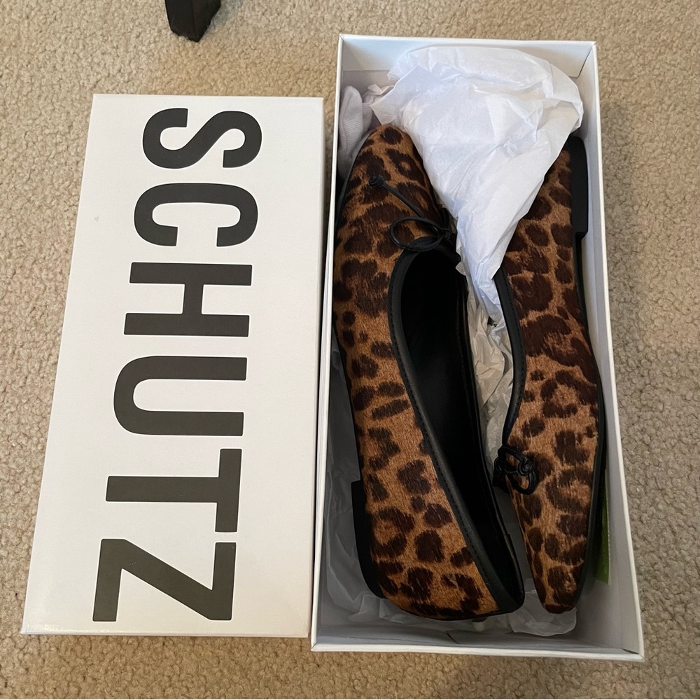 BRAND NEW Schutz Leopard Print Ballet Flats - Brown/Black